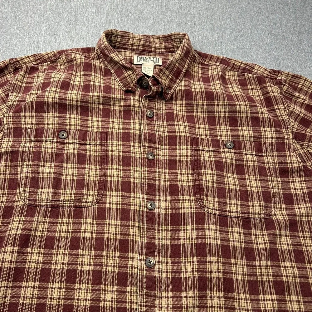 Duluth Trading Free Swingin Relaxed Fit‎ Flannel Shirt Mens 3XLT Long Sleeve Red